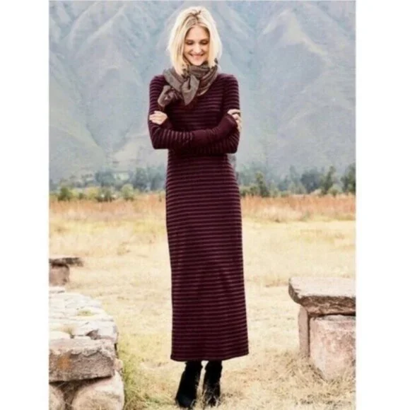Peruvian Connection Andover Striped Long Sleeve Maxi Dress - Picture 1 of 7